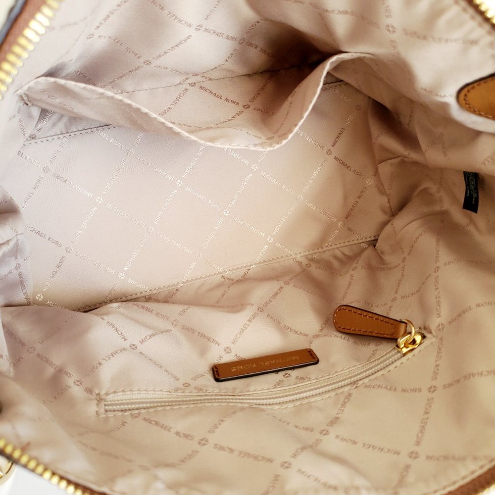 NWOT MICHAEL KORS BROOKE Satchel Handbag Tan Pebbled Leather Medium Shoulder Bag - Picture 8 of 11